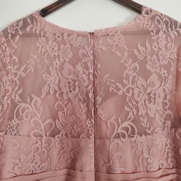 NWT JJ's House A-line Scoop Illusion Ankle-Length Lace Dress Pink - Picture 7 of 13